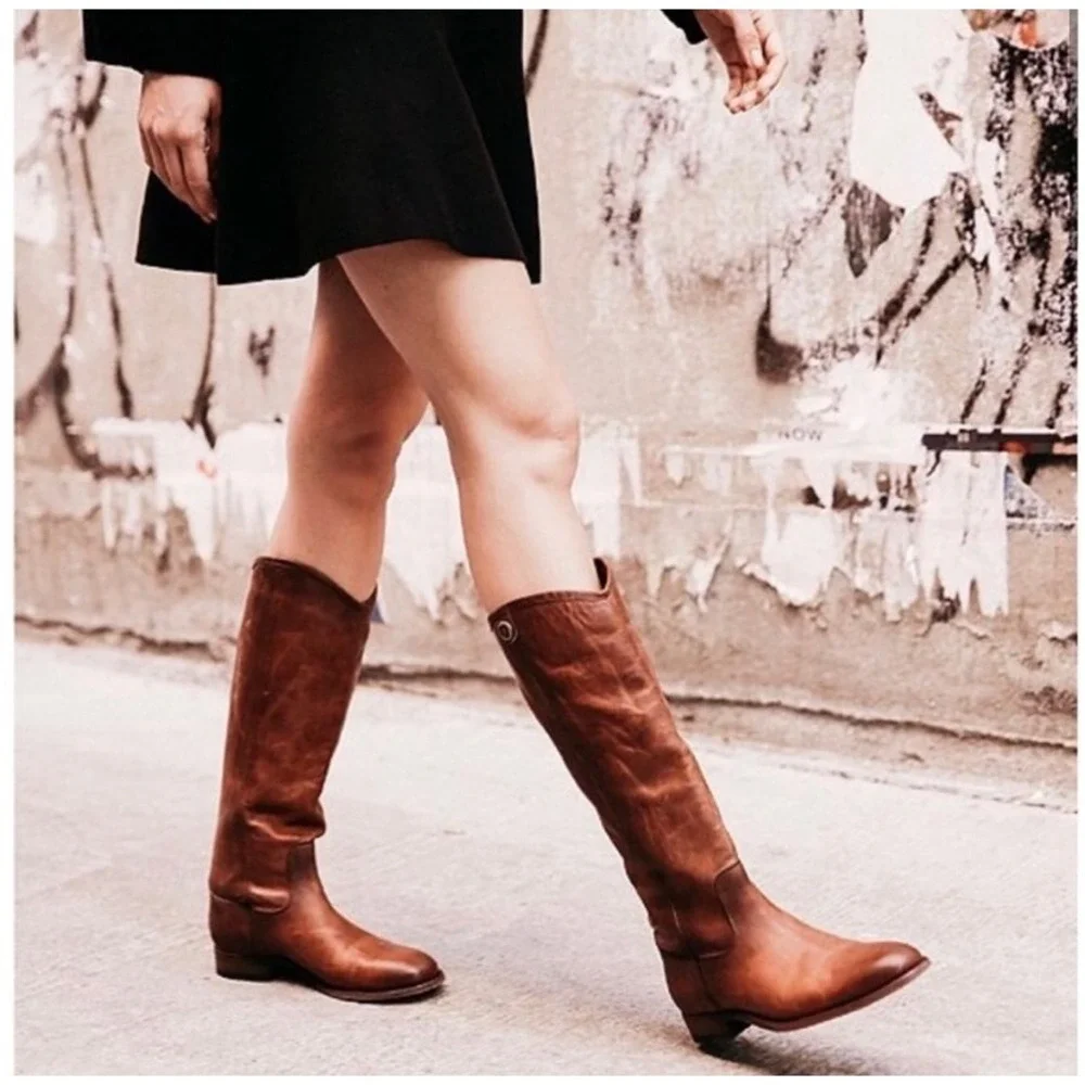 FRYE Melissa Button Cognac Boots Women's Size 9B - Picture 2 of 12